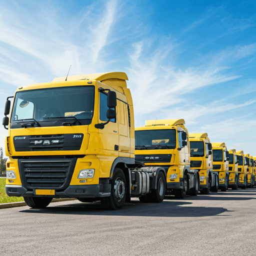 Fleet of yellow trucks