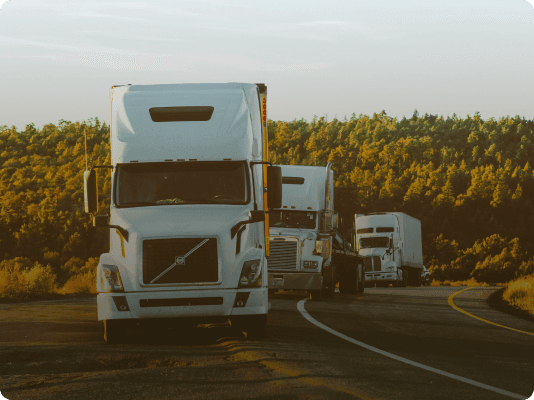 Trucks on a road